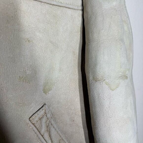 Vintage Bert Paley Beige Long Sleeve Leather Jacket Size 44 Sherpa Lined - Picture 14 of 15